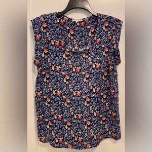 Pleione Blue Floral Women's Top